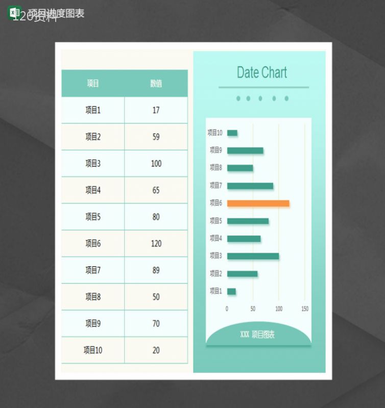 绿色清新项目进展条形图Excel模板-1