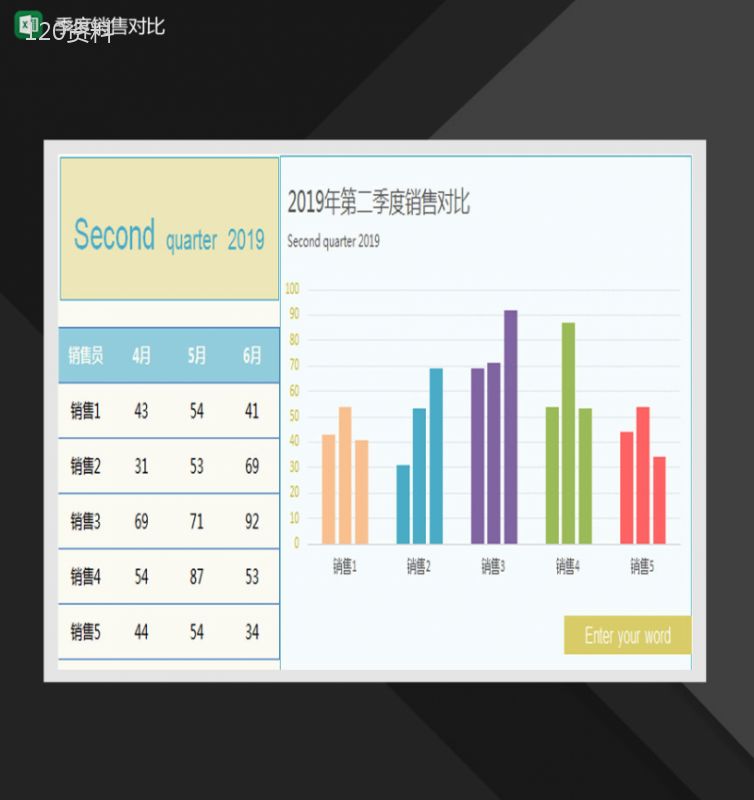彩色精美季度产品销量对比图Excel模板-1