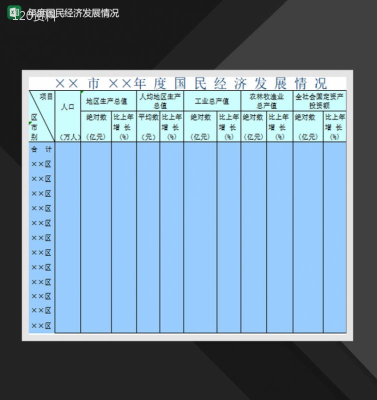 年度国民经济发展情况Excel模板-1