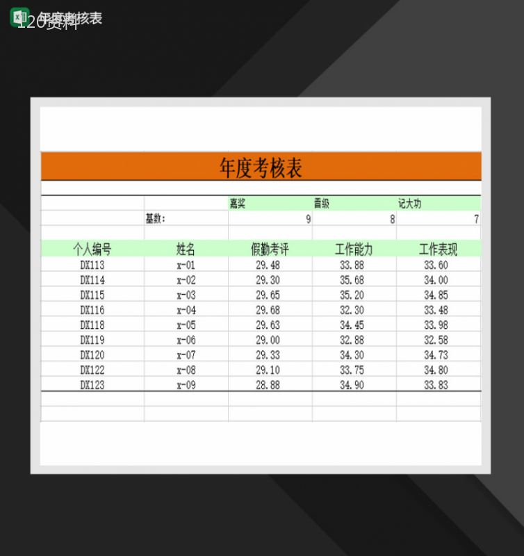 2020公司年度考核报表Excel模板-1