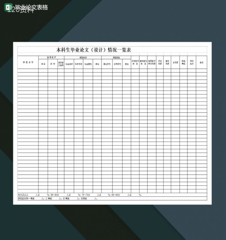 毕业论文通用表格Excel模板-1