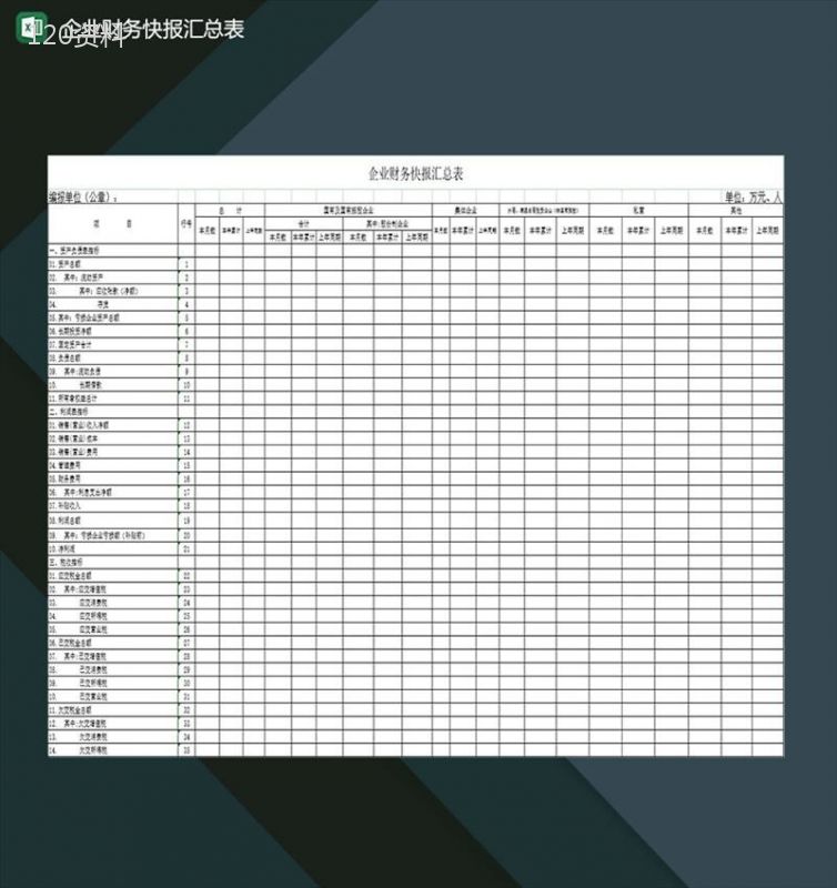 企业公司财务会计快报汇总登记表格Excel模板-1