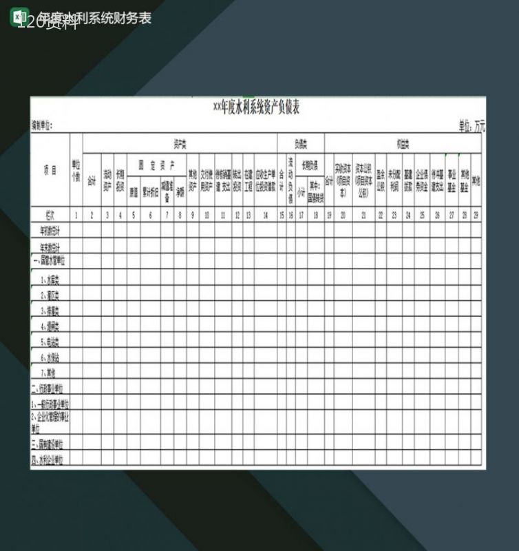 年度水利系统财务详细情况登记表Excel模板-1