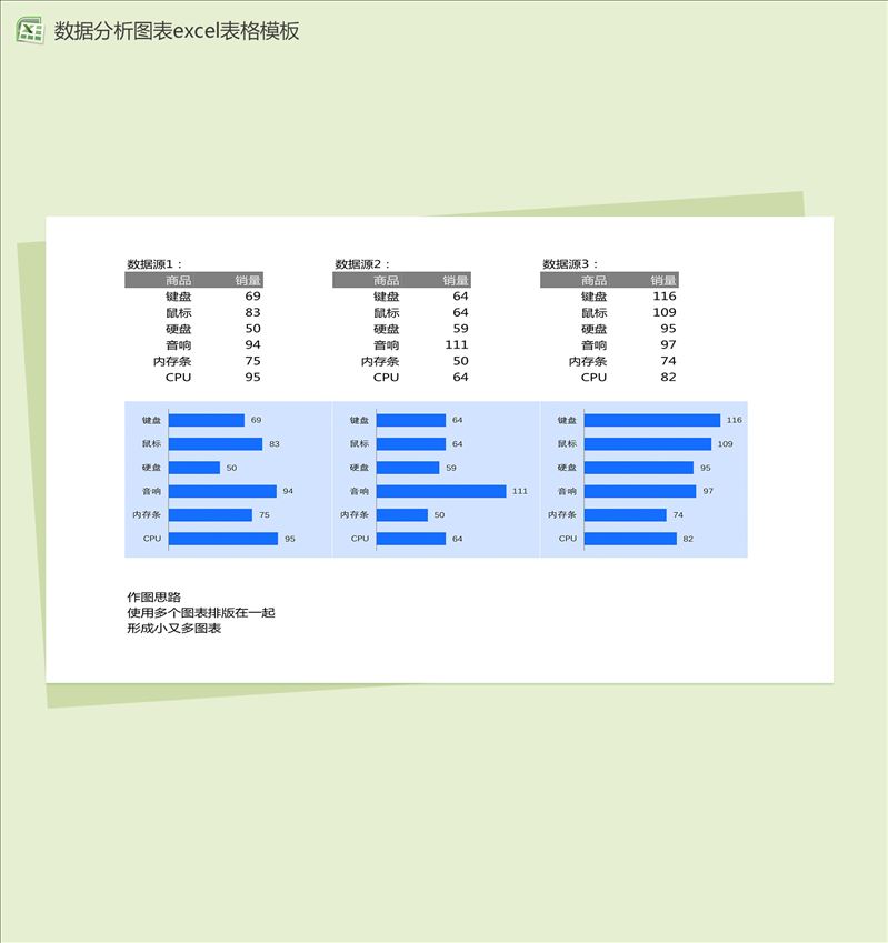 蓝色简洁产品销量数据分析图表excel表格模板-1