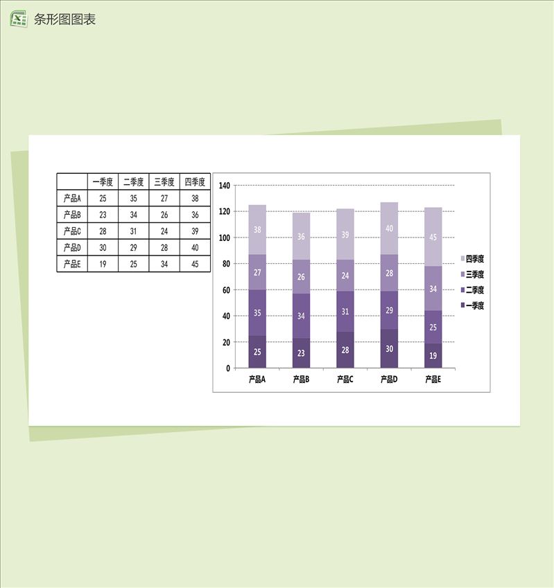紫色柱形图可视化数据分析excel图表模板-1