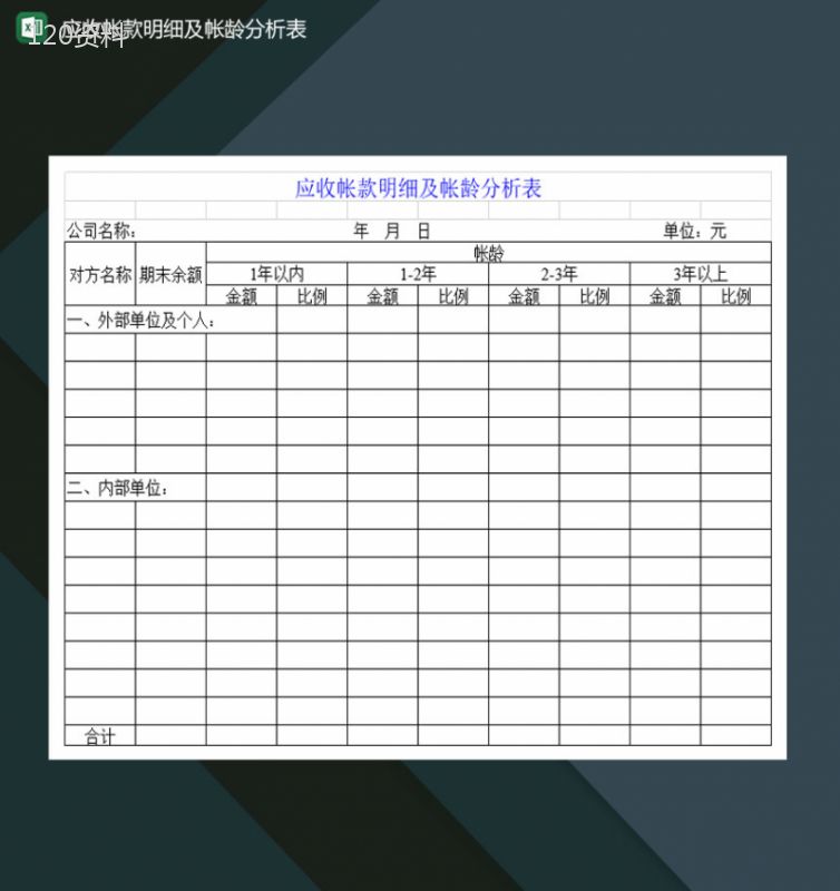 应收帐款明细及帐龄分析表Excel模板-1