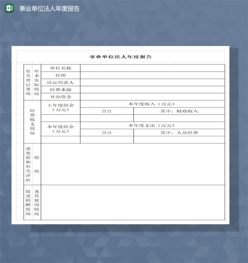 事业单位法人年度报告Excel模板-1