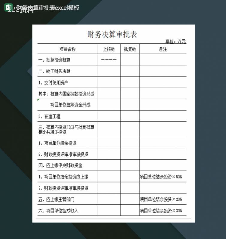 财务决算审批表Excel模板-1