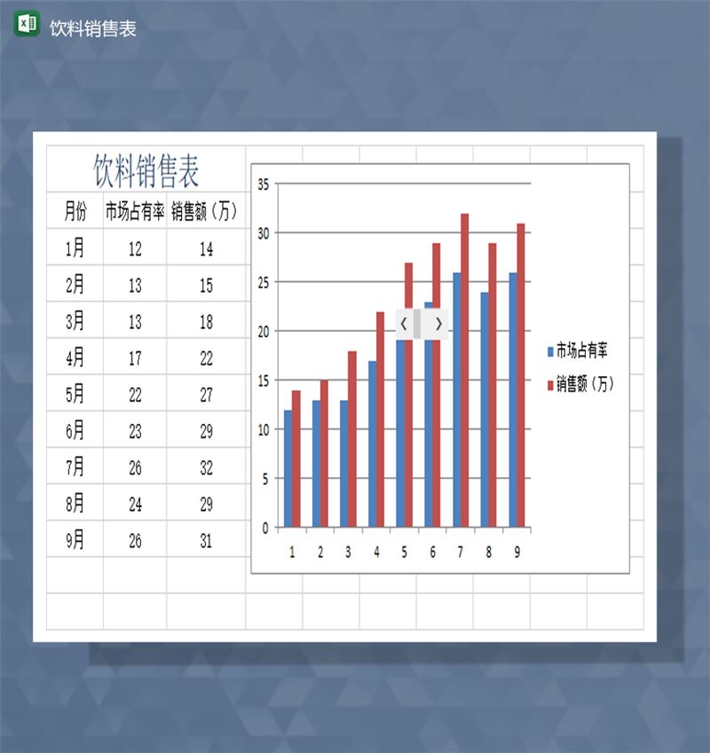 超市饮料销售业务分析详情图表Excel模板-1