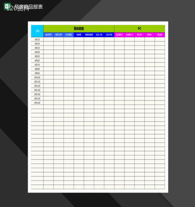 电商产品月度报表Excel模板-1