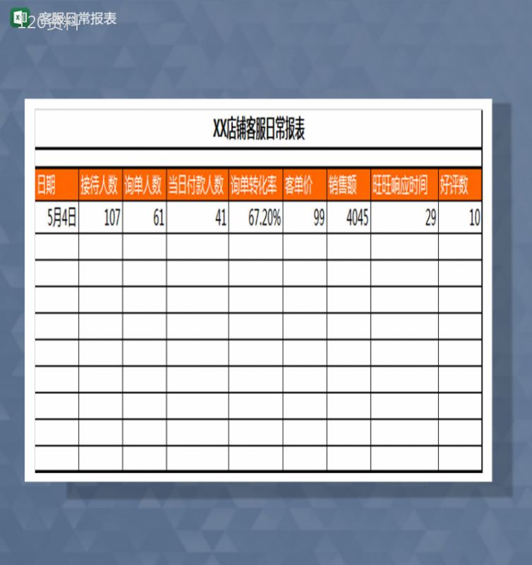 客服日常报表Excel模板-1