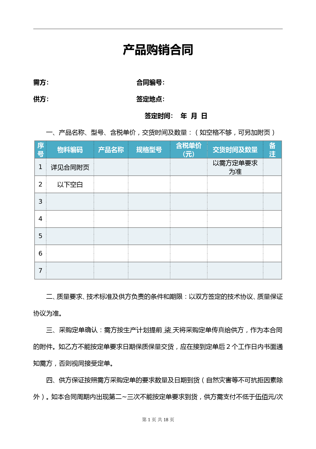 产品购销合同5篇