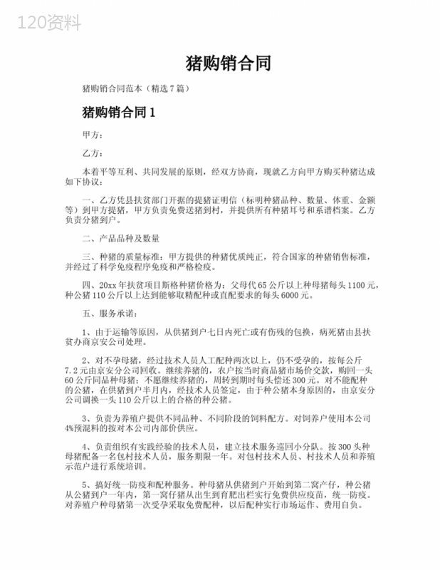 猪购销合同