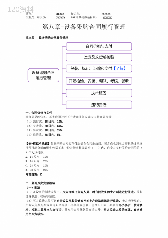 监理合同第八章-设备采购合同履行管理