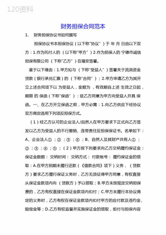 财务担保合同范本