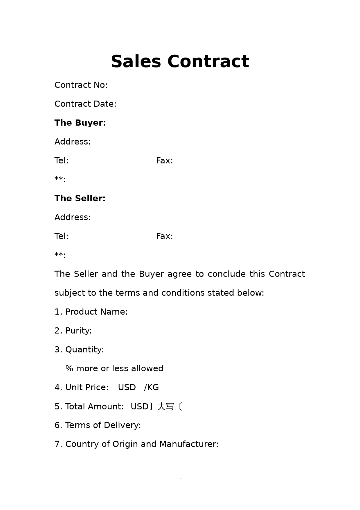 国际贸易销售合同模板[英文版]SalesContract