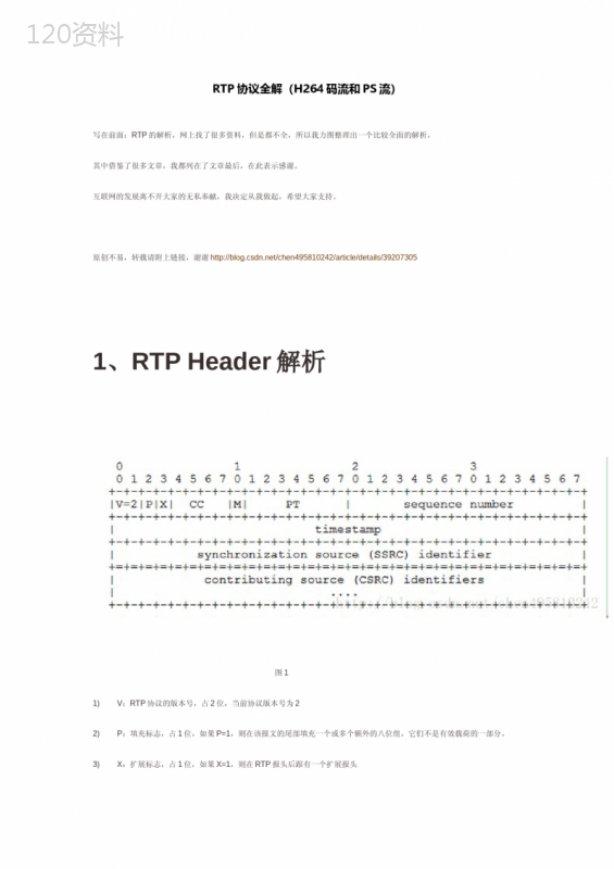 RTP协议全解(H264码流和PS流)-2015-4-22