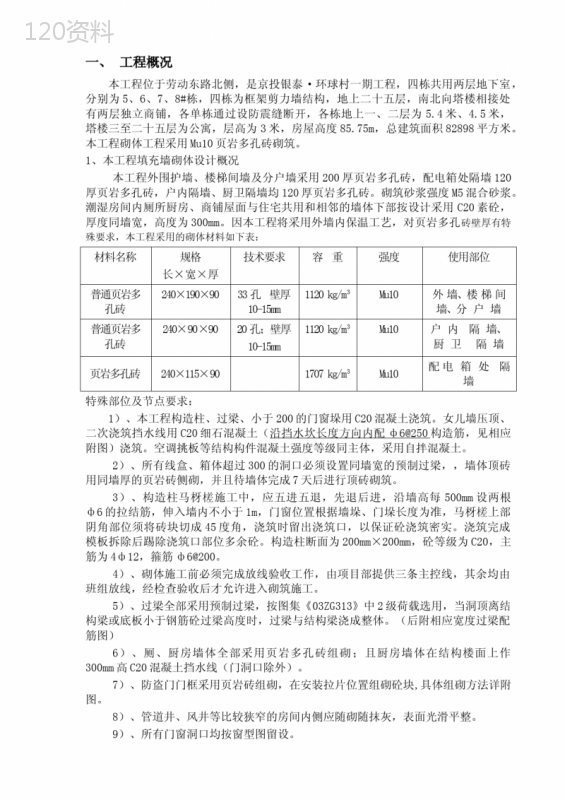 砖砌体工程施工方案