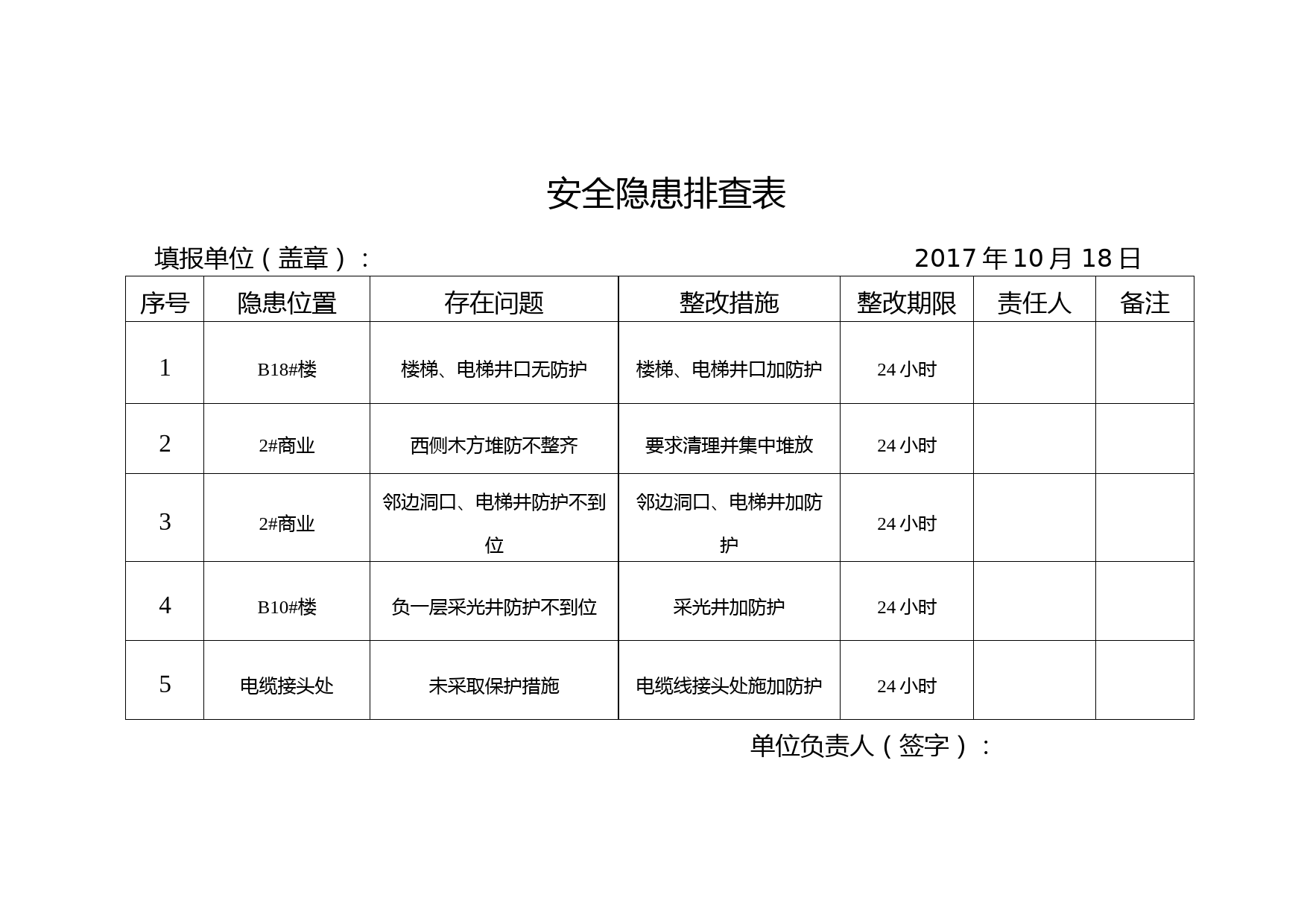 隐患排查表