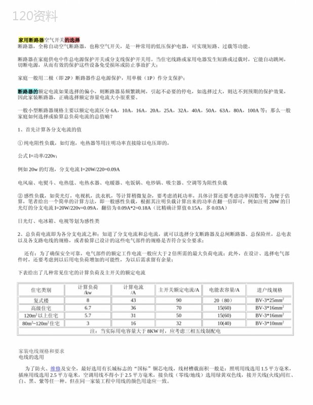 家用断路器空气开关的选择