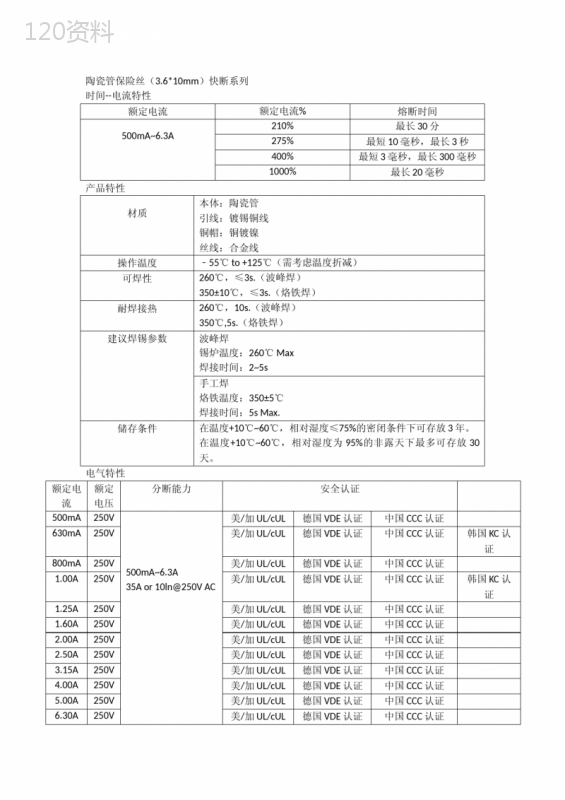 陶瓷管保险丝