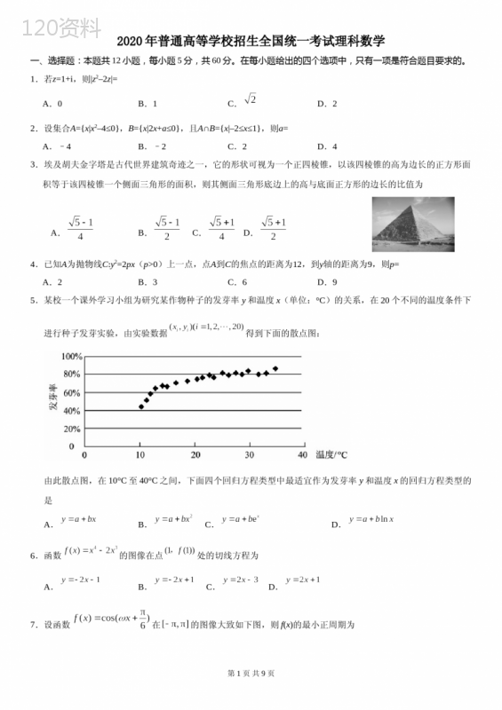 2020年高考理科数学(全国1卷)精修版