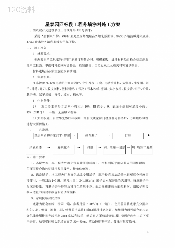 外墙涂料施工方案