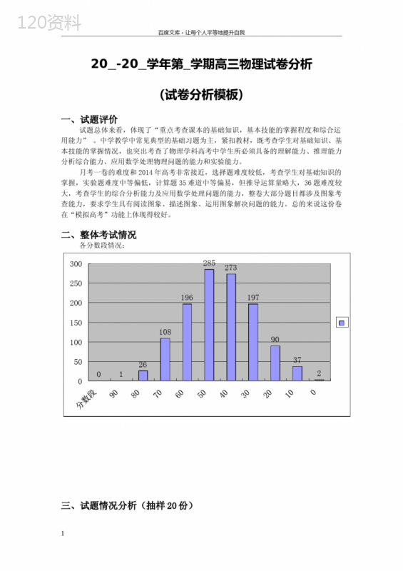 试卷分析模板