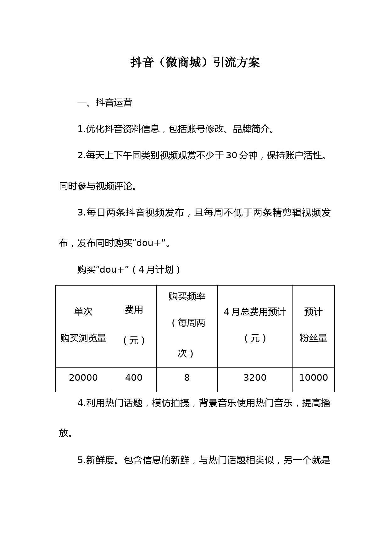 抖音(微商城)引流方案