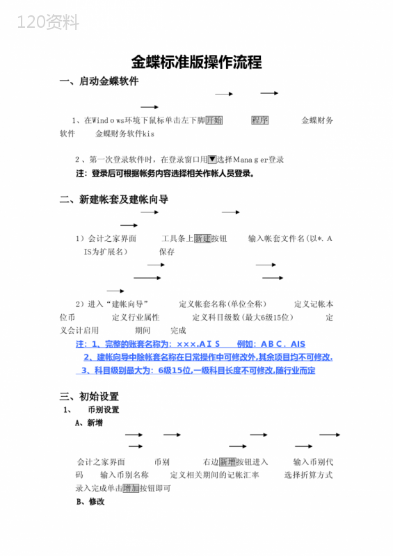 金蝶KIS标准版操作流程