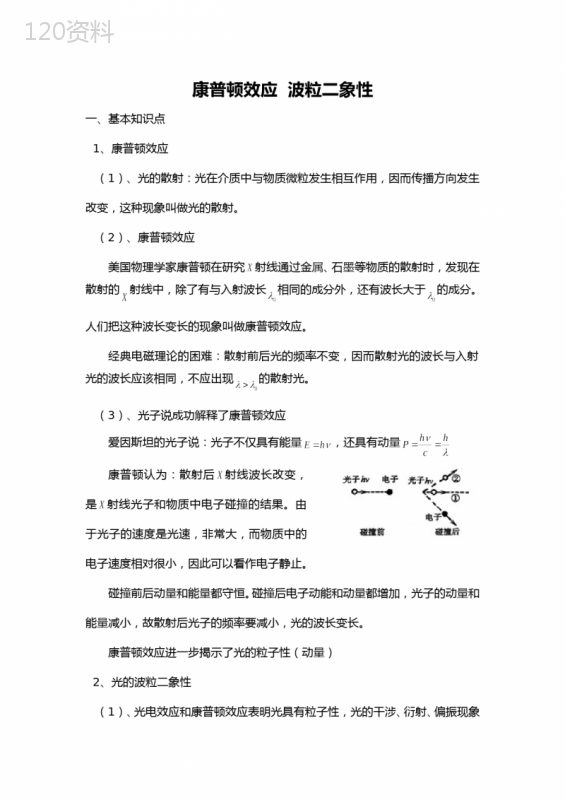 康普顿效应--波粒二象性