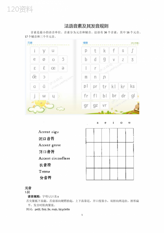 法语音素发音规则