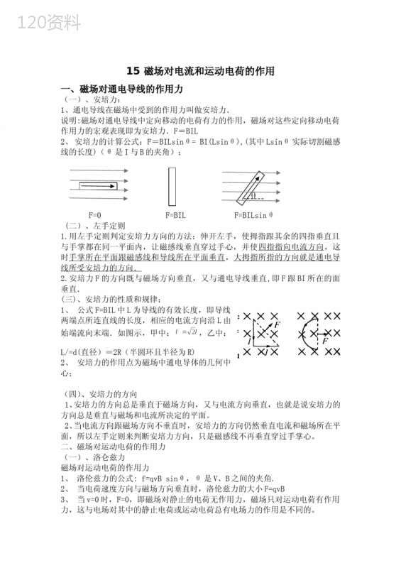 磁场对电流和运动电荷的作用