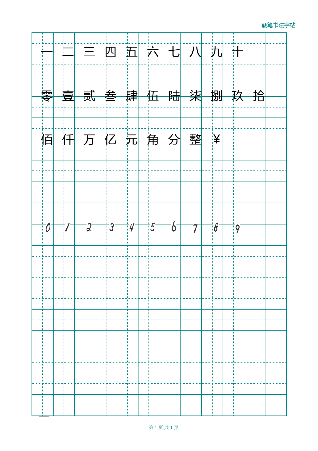 阿拉伯数字行书及手写字体字帖