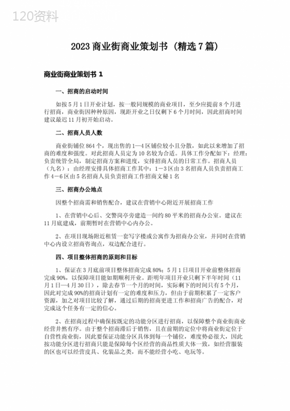 2023商业街商业策划书-(精选7篇)