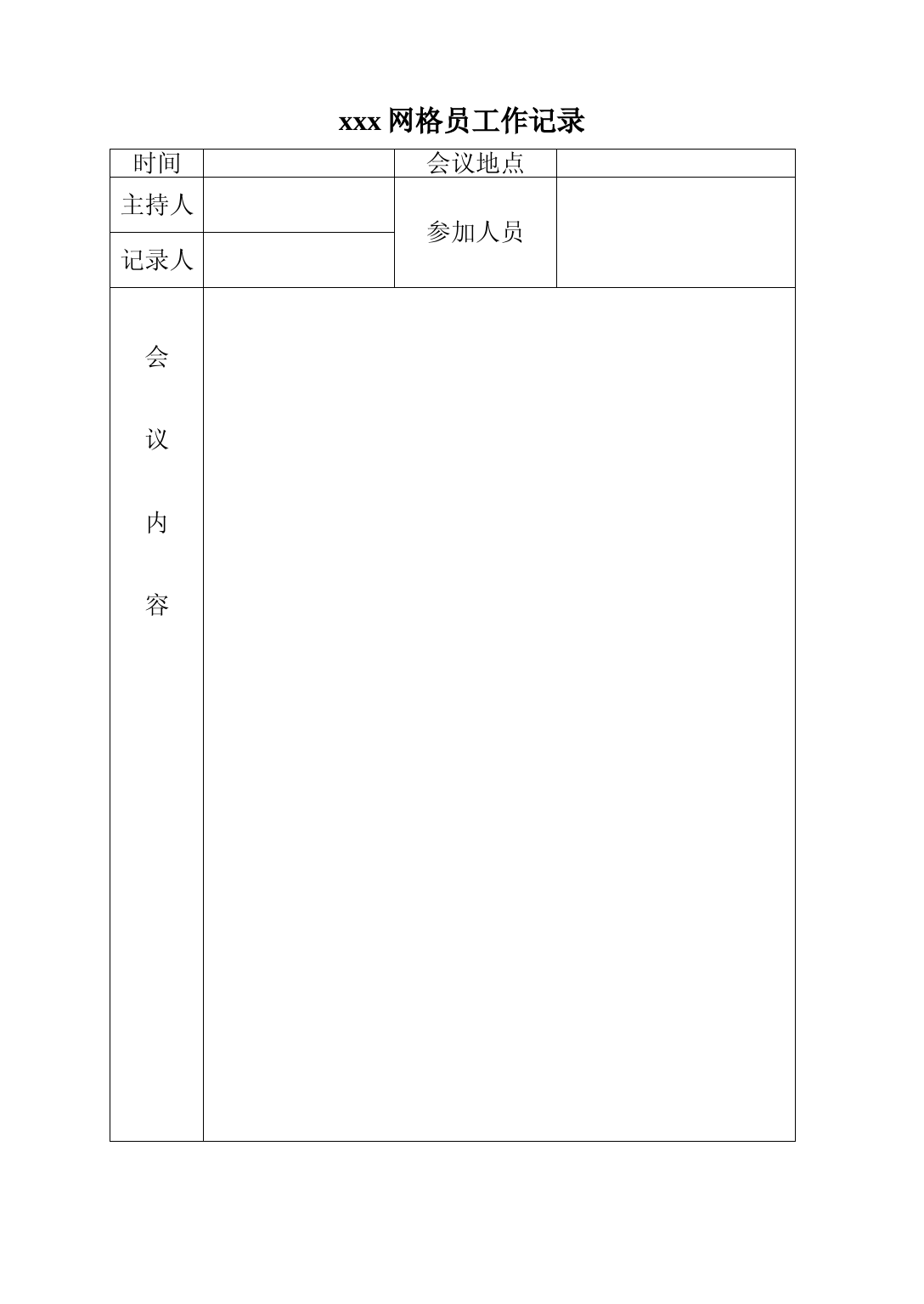 网格员工作会议记录