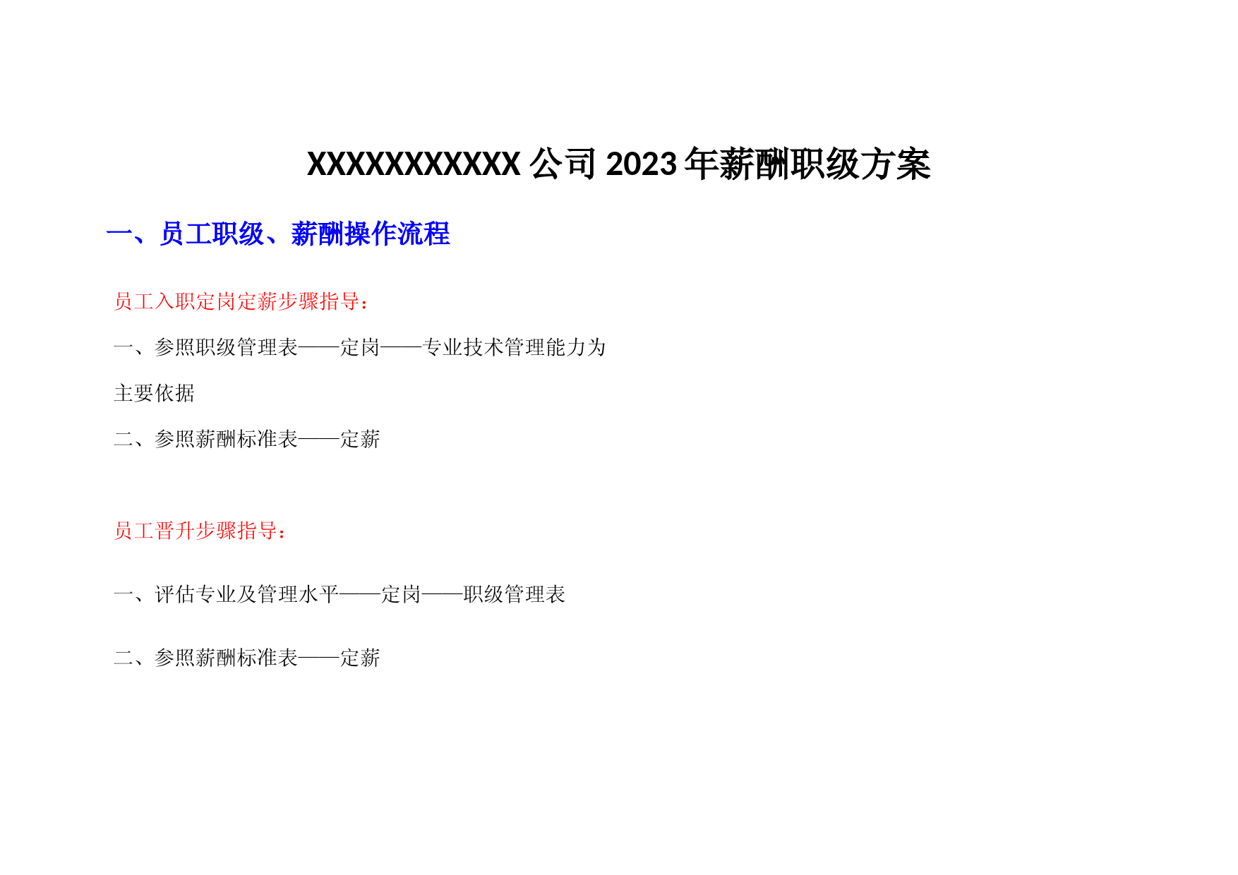 薪酬职级方案2023版