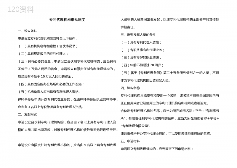 专利代理机构审批制度
