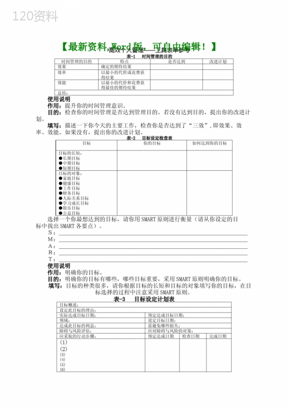 时间管理高效职业人士必备技能)工具表单