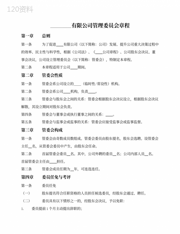 公司管理委员会章程