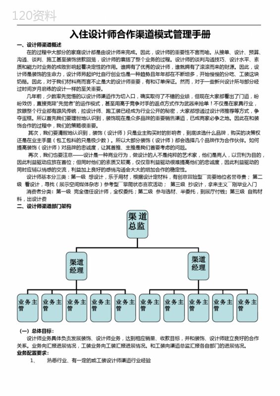 入住设计师主管合作渠道模式管理手册