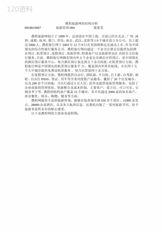 携程旅游网的结构分析