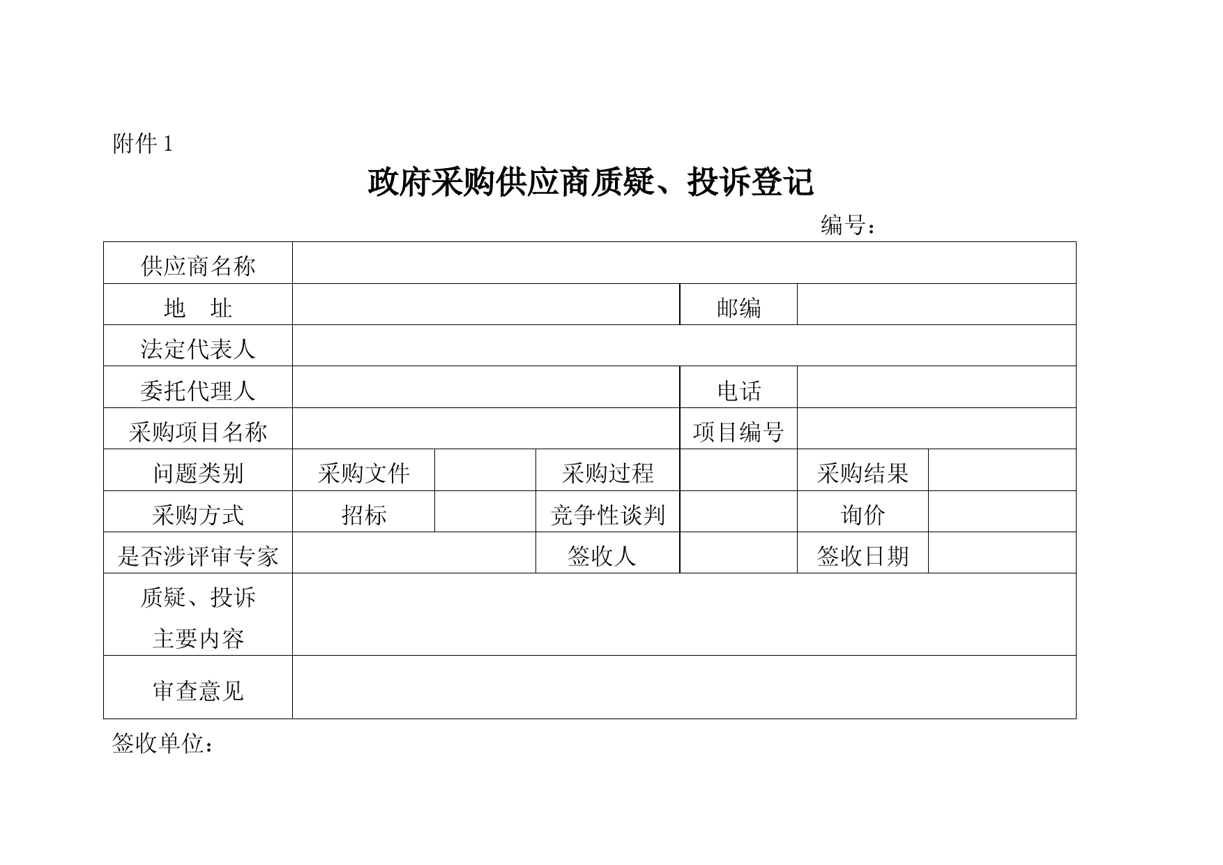 政府采购质疑回复格式