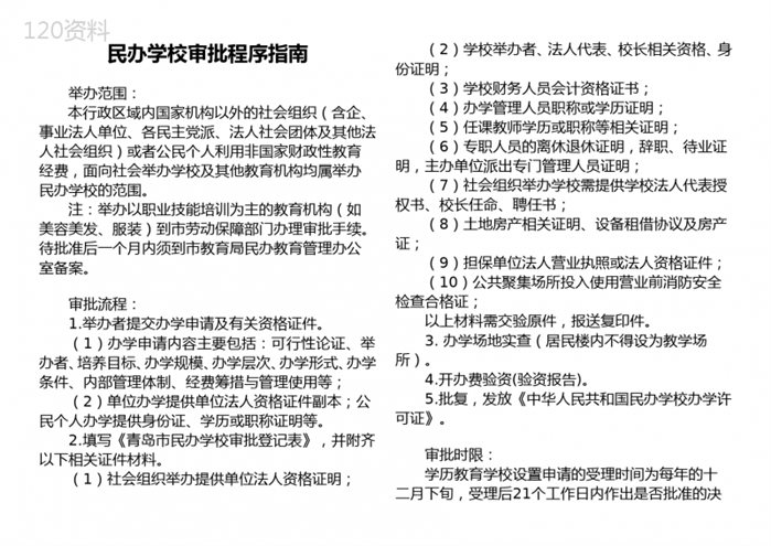 青岛民办学校申办流程及资料