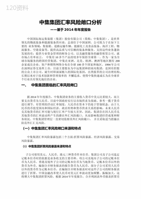 中集集团汇率风险敞口分析