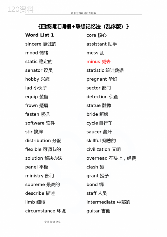 新东方四级词汇乱序版