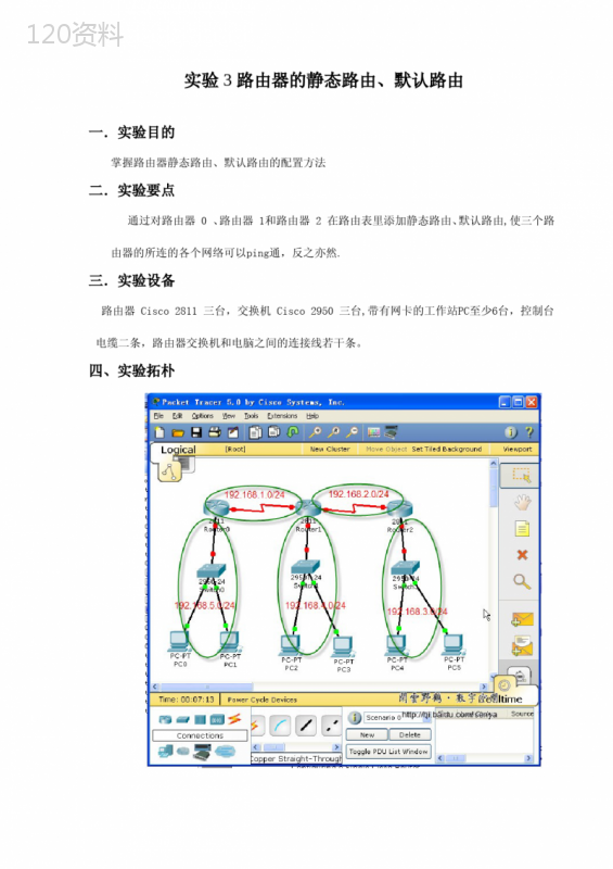 3-路由器的静态路由和默认路由配置