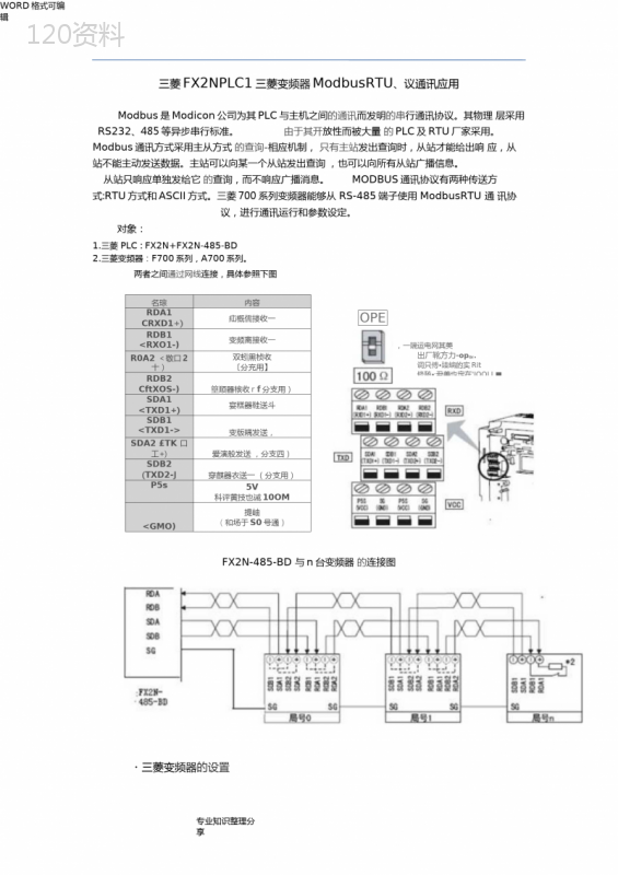 三菱FXPLCModbusRTU通讯程序