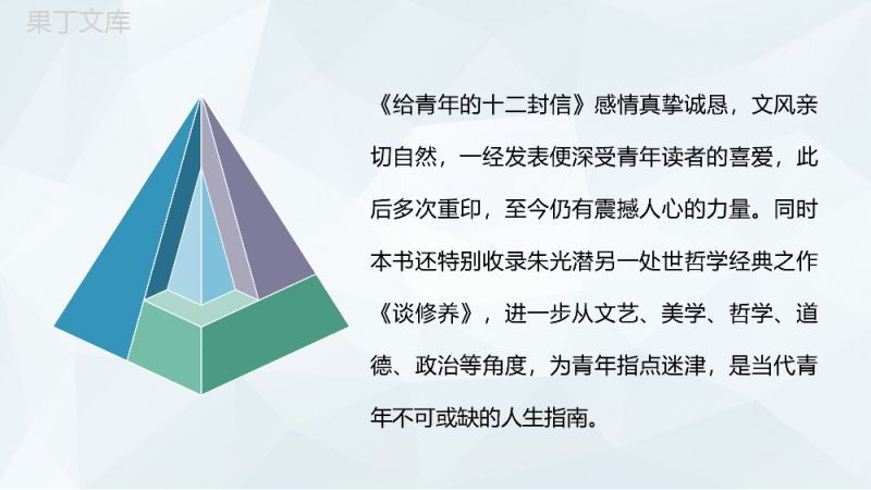 中国作家朱光潜经典名著作品《给青年的十二封信》文学著作知识课件解析PPT模板.pptx