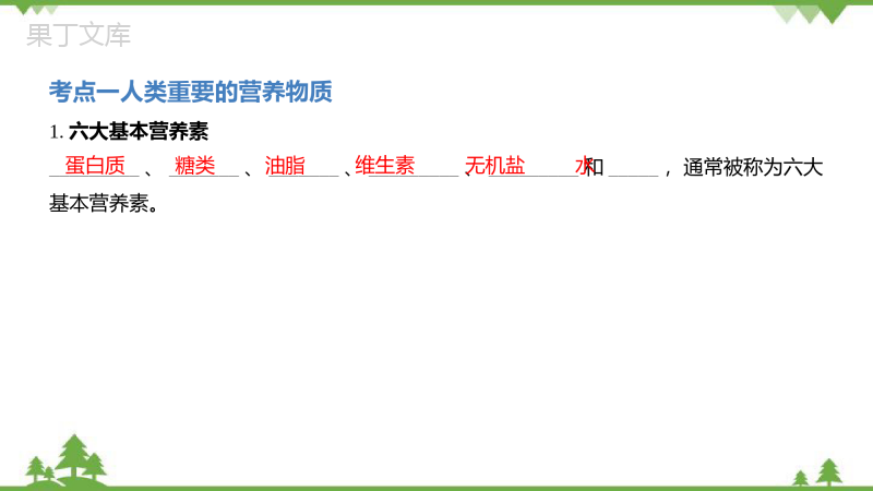 2023中考化学一轮复习教材考点复习第十二单元-化学与生活(课件36页)